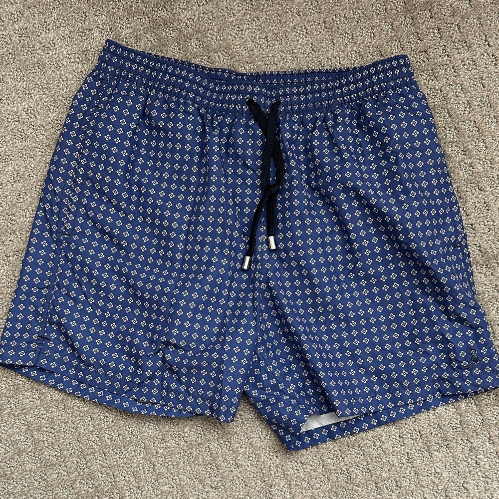 Italian Blue Patterned Men's Swim Shorts